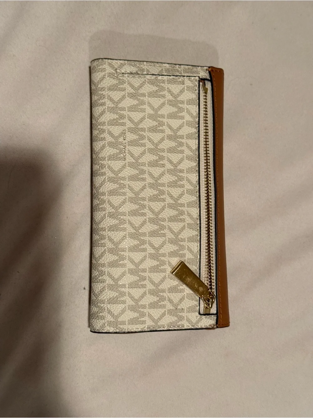 Michael Kors Brown and Cream Signature Continental Wallet